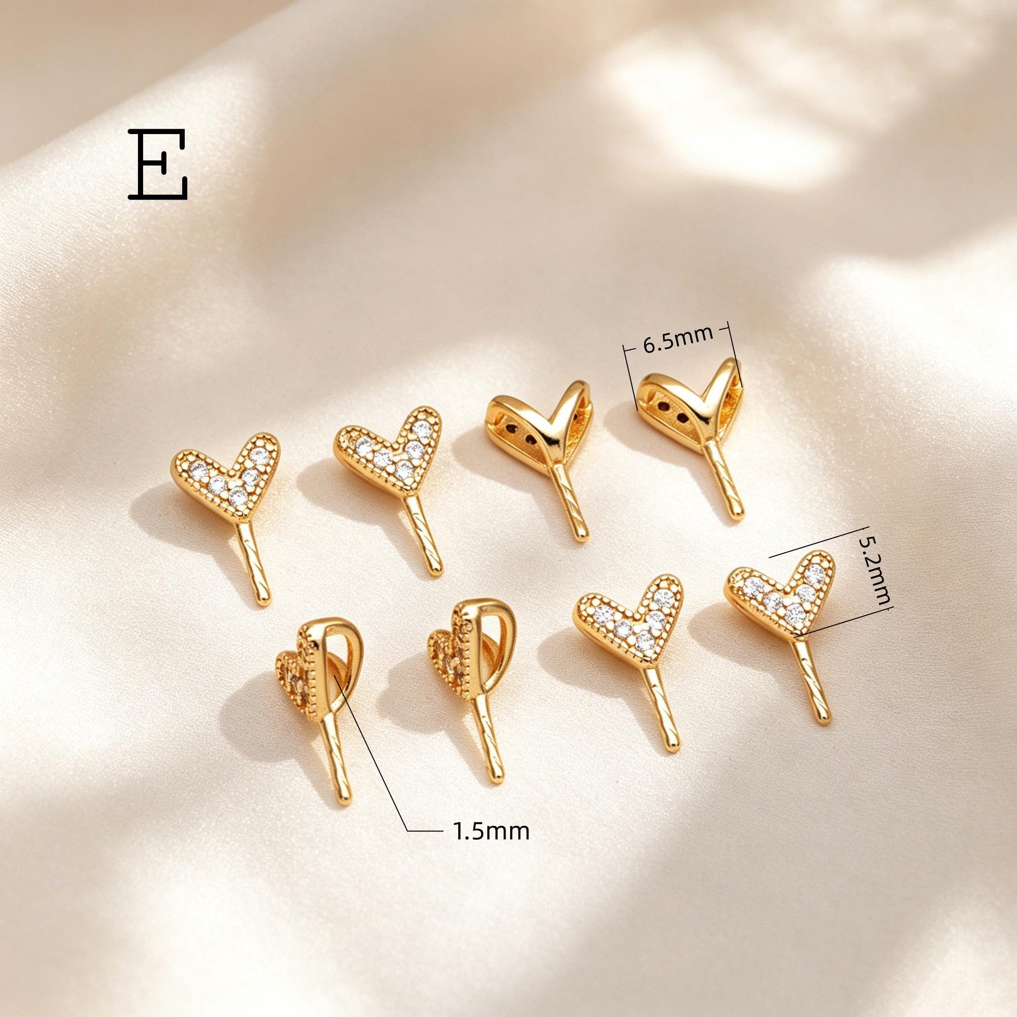 Glass Pearl Charms, 18K Gold plated Brass, Cup With Peg Pearl Bails (GB-4773)